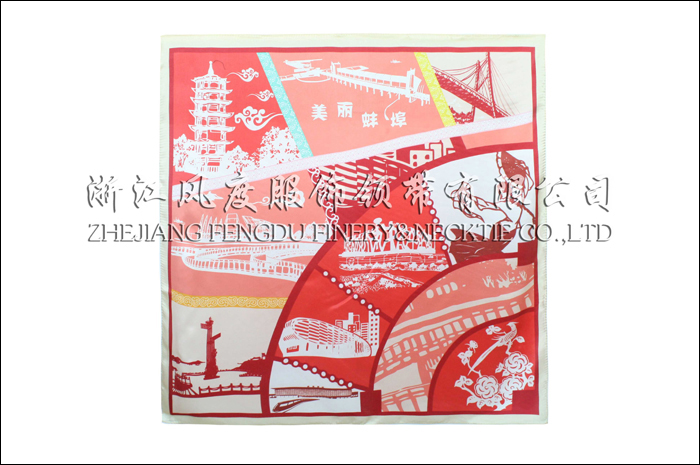 美丽蚌埠 真丝大方巾 规格：90x90cm