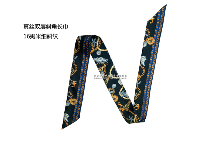 真丝双层斜角长巾